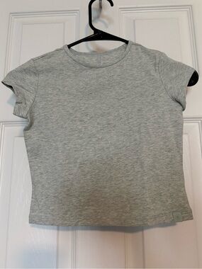 NWOT Athleta Girl Green Smoke Heather Right Moves Core Tee size S/7
